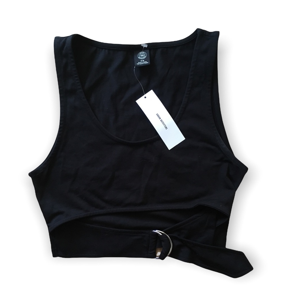 Urban Outfitters-Black Cutout Cropped Buckle Closure Top. New With Tags. Size: M